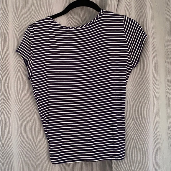 Navy and White Striped Crop Tee - Picture 2 of 3